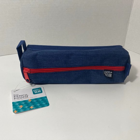 5 Blue Red Makeup Bag Pencil Case Zipper Organizer - Picture 2 of 11